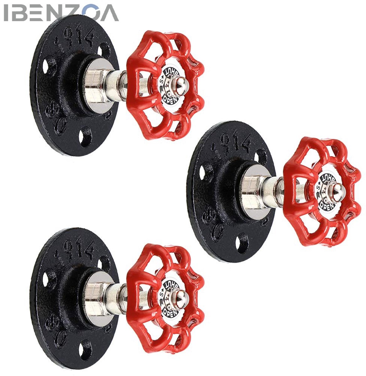 Ibenzoa Wandkapstok - Vintage Industrieel - 3 Haken - Metaal Zwart
