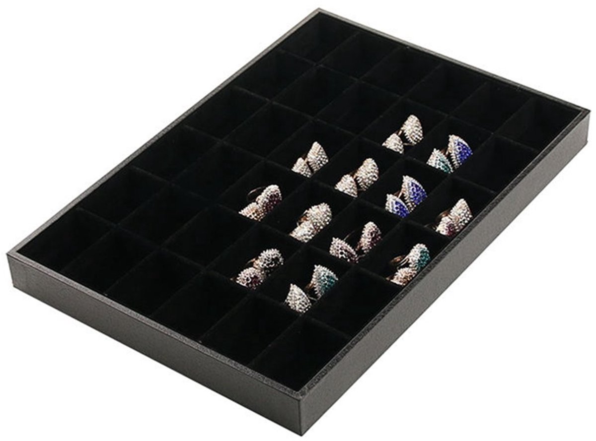 Bocar Sieradenbox met Zwarte Fluwelen Coating - Voor Kettingen, Armbanden, Ringen en Oorbellen