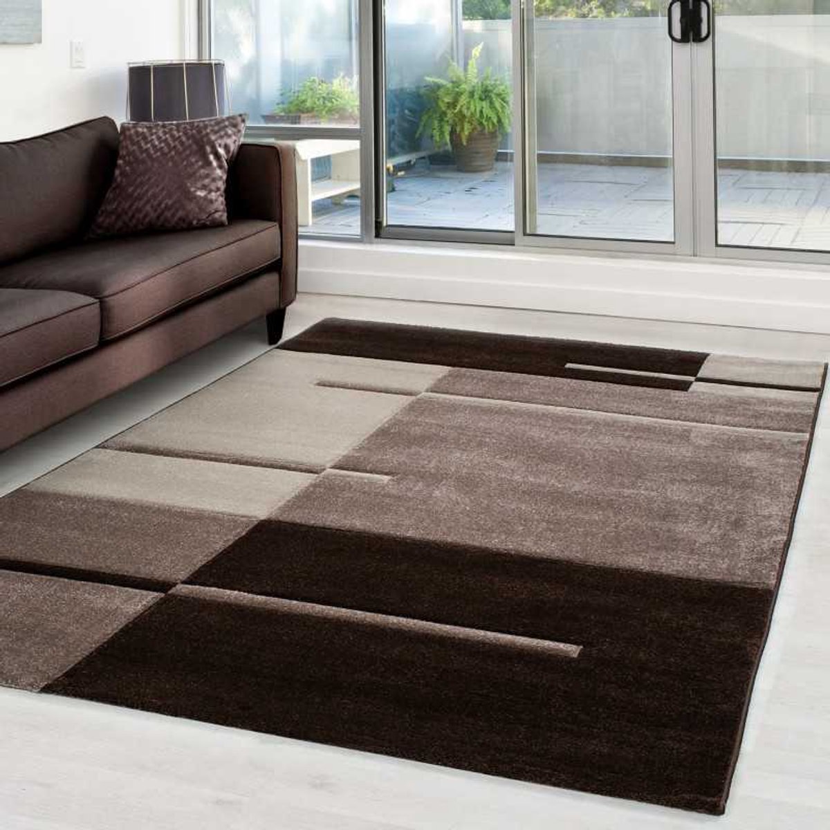 TapisTrend Designer tapijt Bruin 80x300 cm Modern 3D- met contourgesneden design, Hawaii 1310