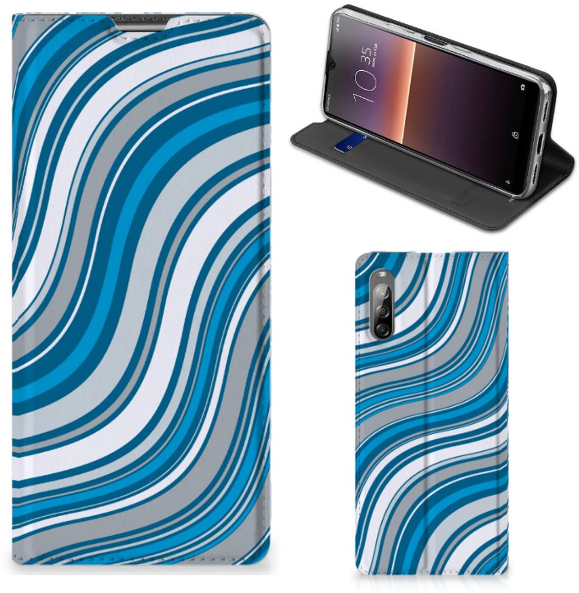 Sony Xperia L4 Hoesje met Magneet Waves Blue