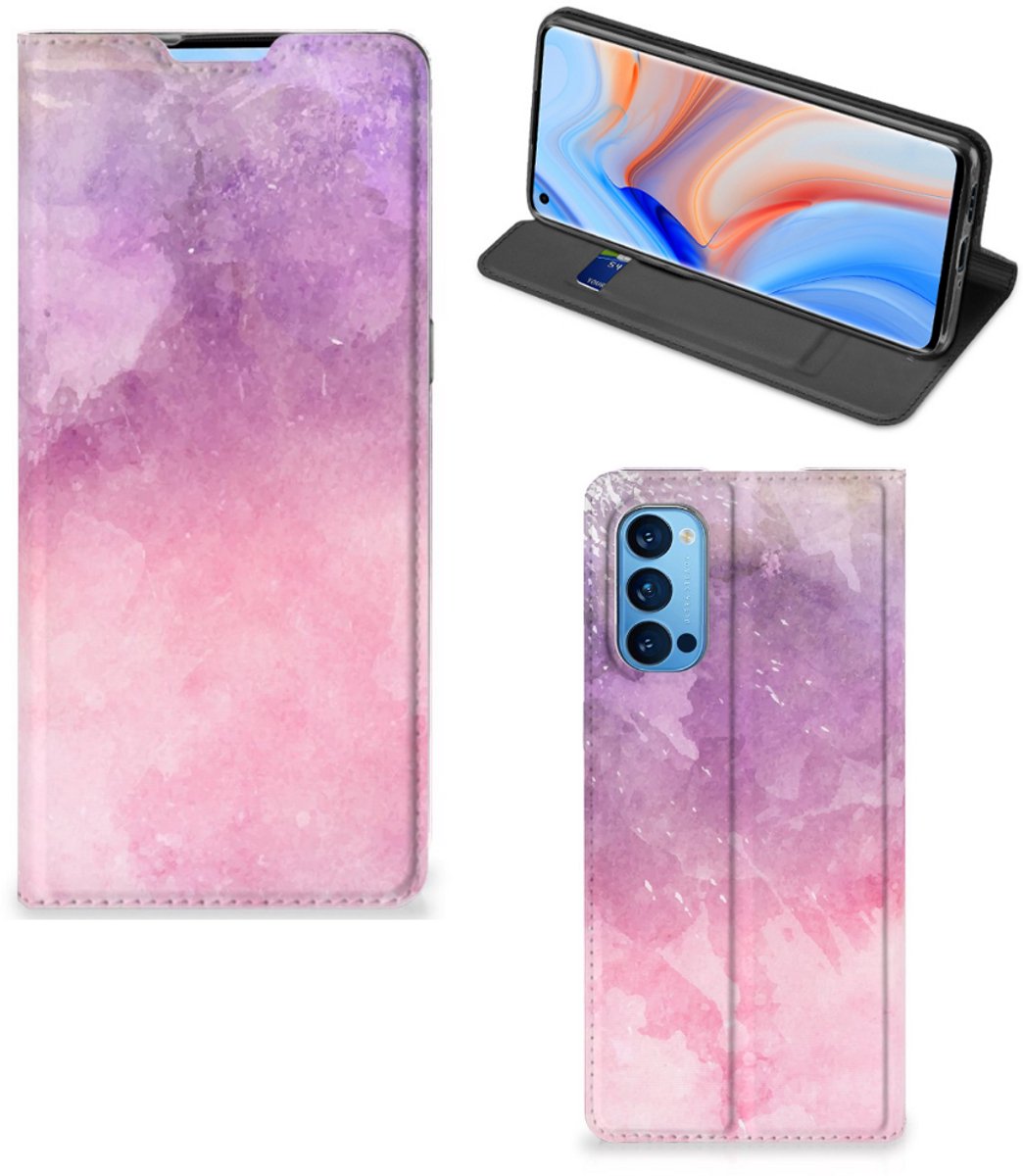 Bookcase OPPO Reno4 Pro 5G Pink Purple Paint