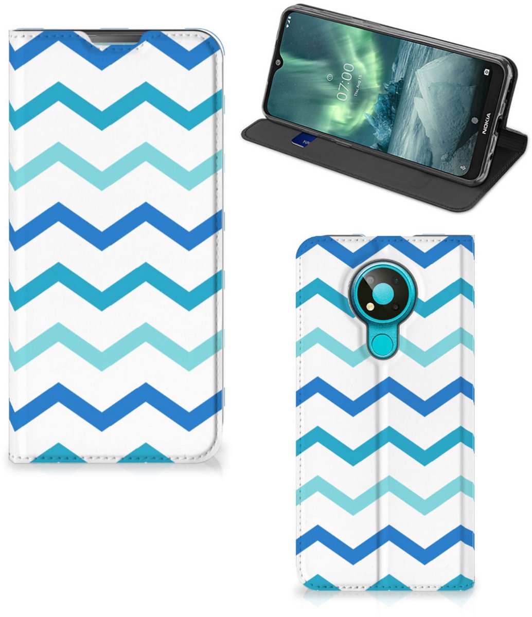 Nokia 3.4 Hoesje met Magneet Zigzag Blauw