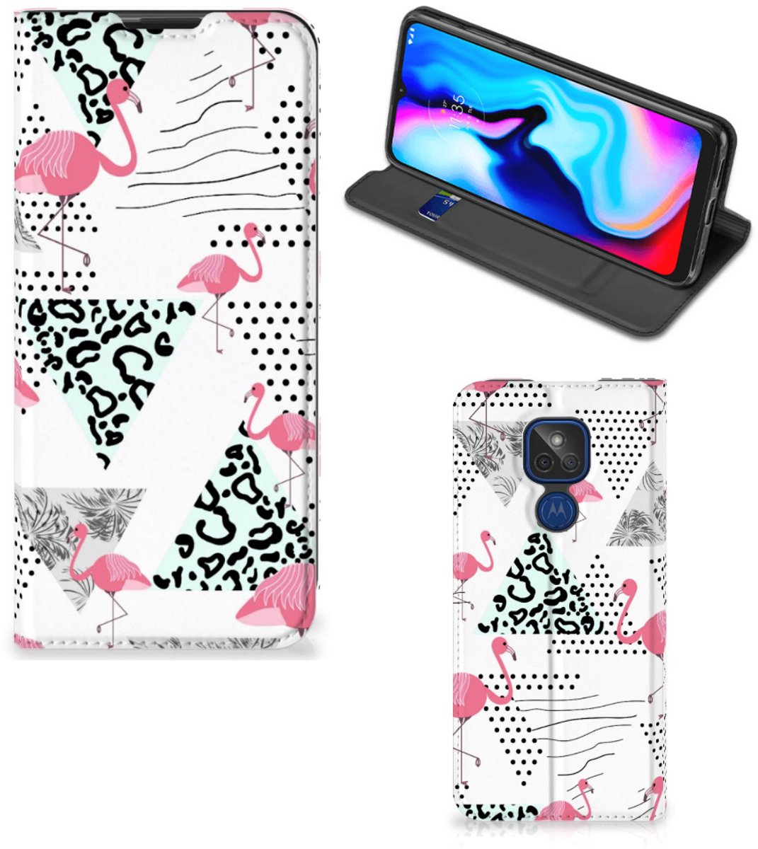 Motorola Moto G9 Play Hoesje maken Flamingo Triangle