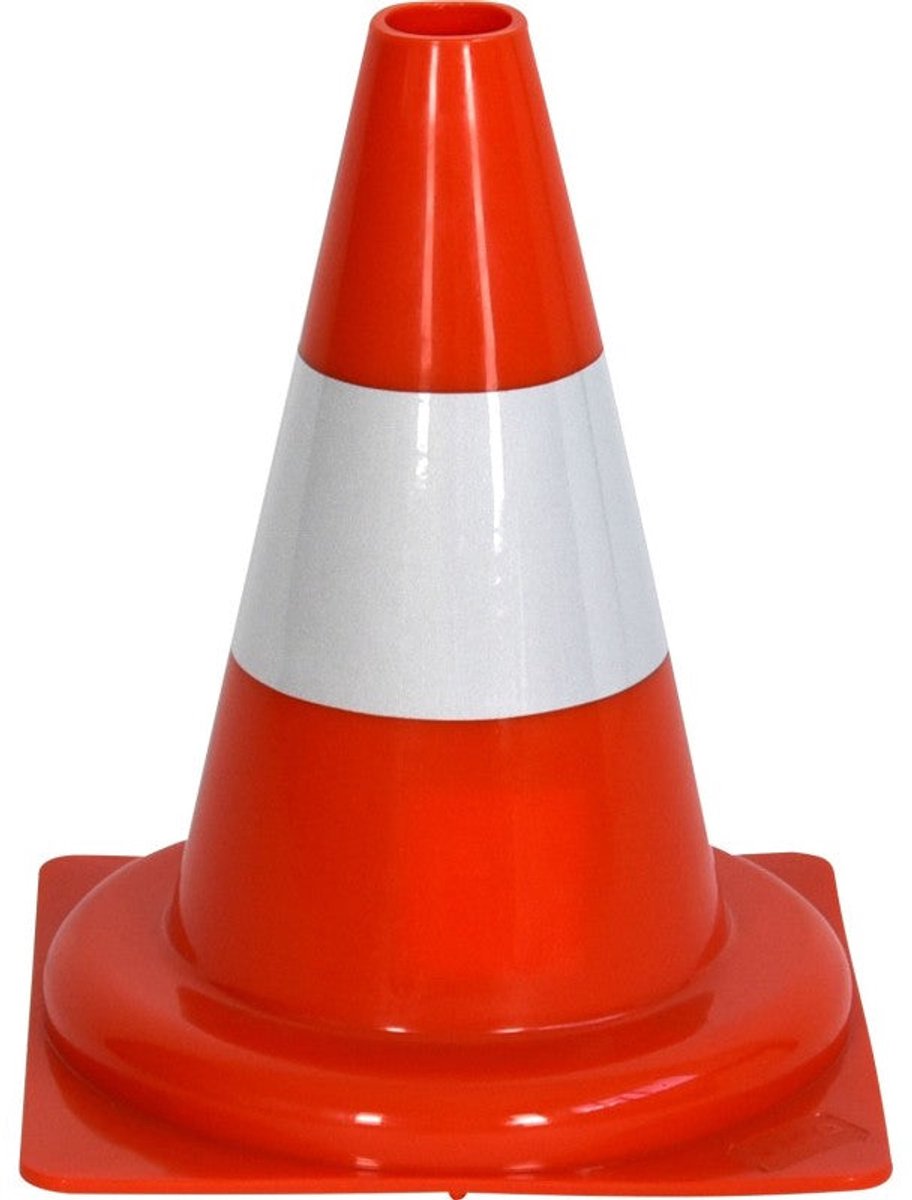 Verkeerskegel 30 cm – oranje PVC – 1 reflecterende band – pion voor werf en signalisatie