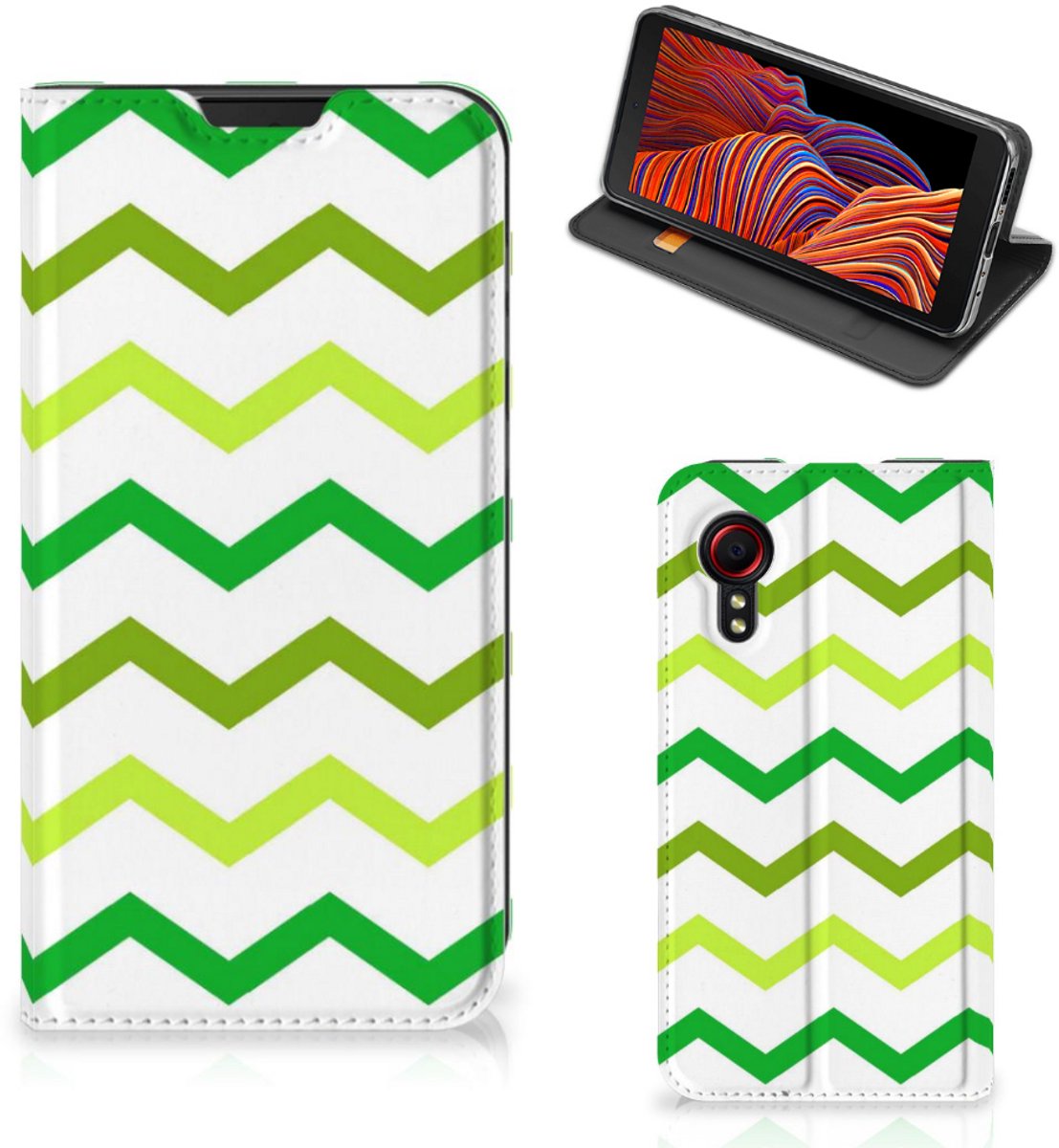 Samsung Galaxy Xcover 5 Hoesje met Magneet Zigzag Groen