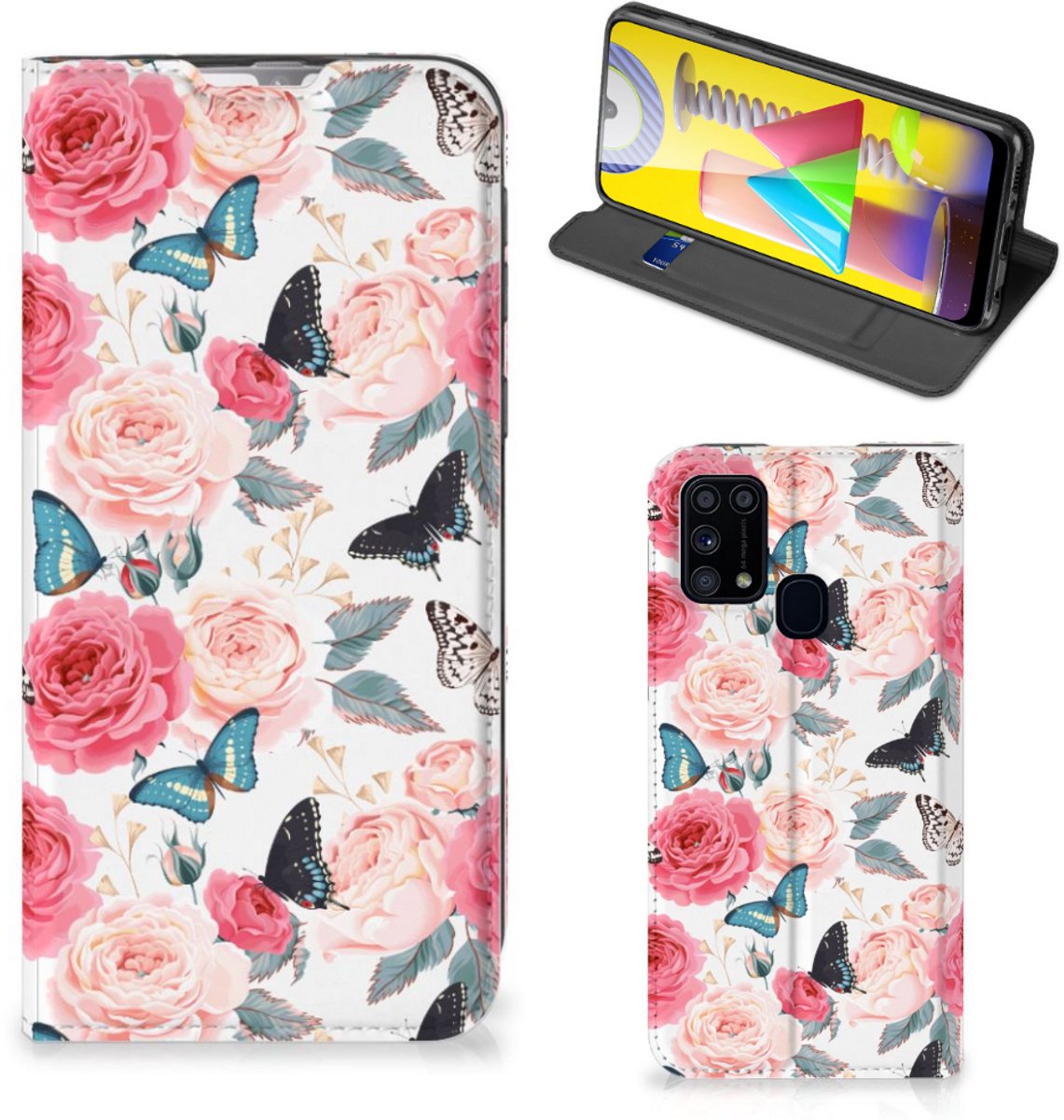 Samsung Galaxy M31 Smart Cover Butterfly Roses
