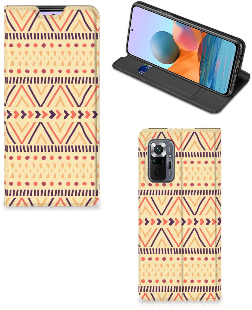 Xiaomi Redmi Note 10 Pro Hoesje met Magneet Aztec Yellow