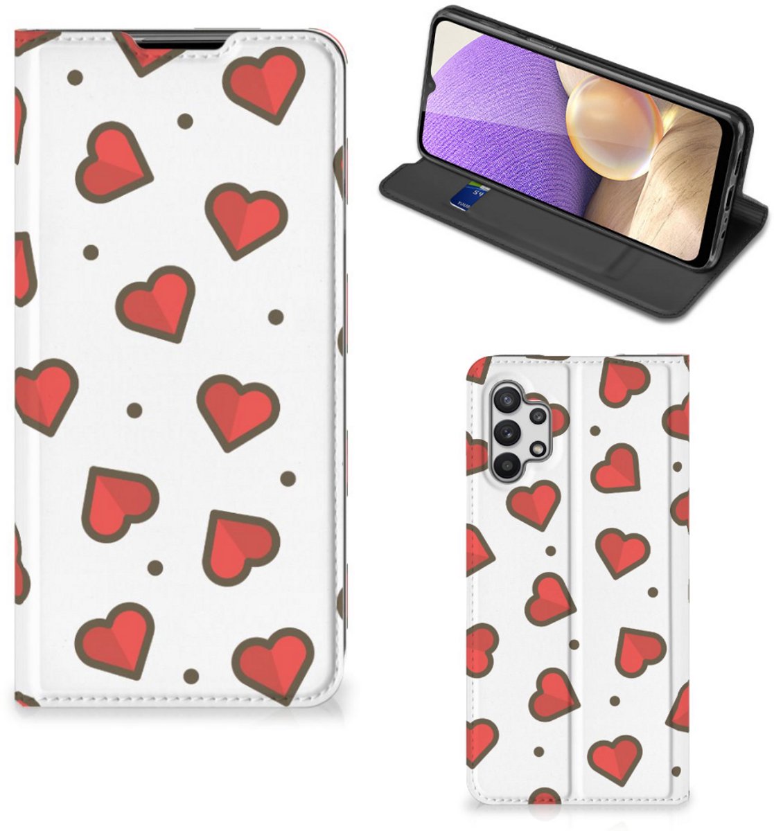 Samsung Galaxy A32 5G Hoesje met Magneet Hearts