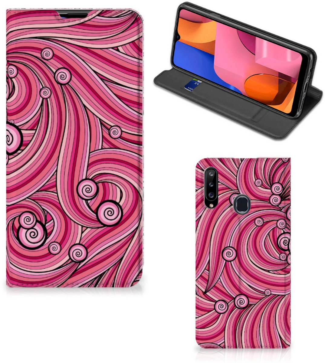 Samsung Galaxy A20s Bookcase Swirl Pink
