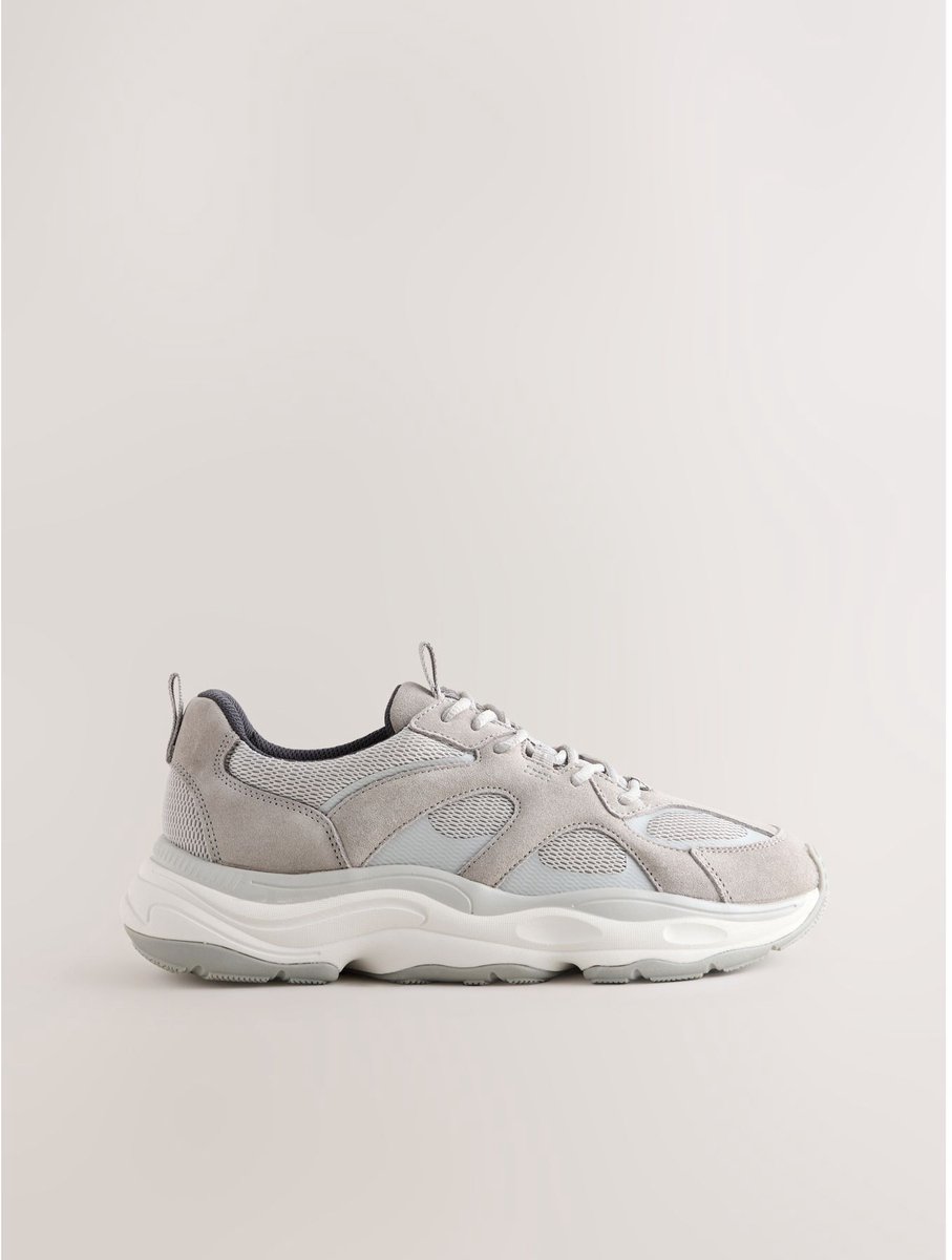 Next - Heren - Suède hardloopschoenen met rand - Grijs