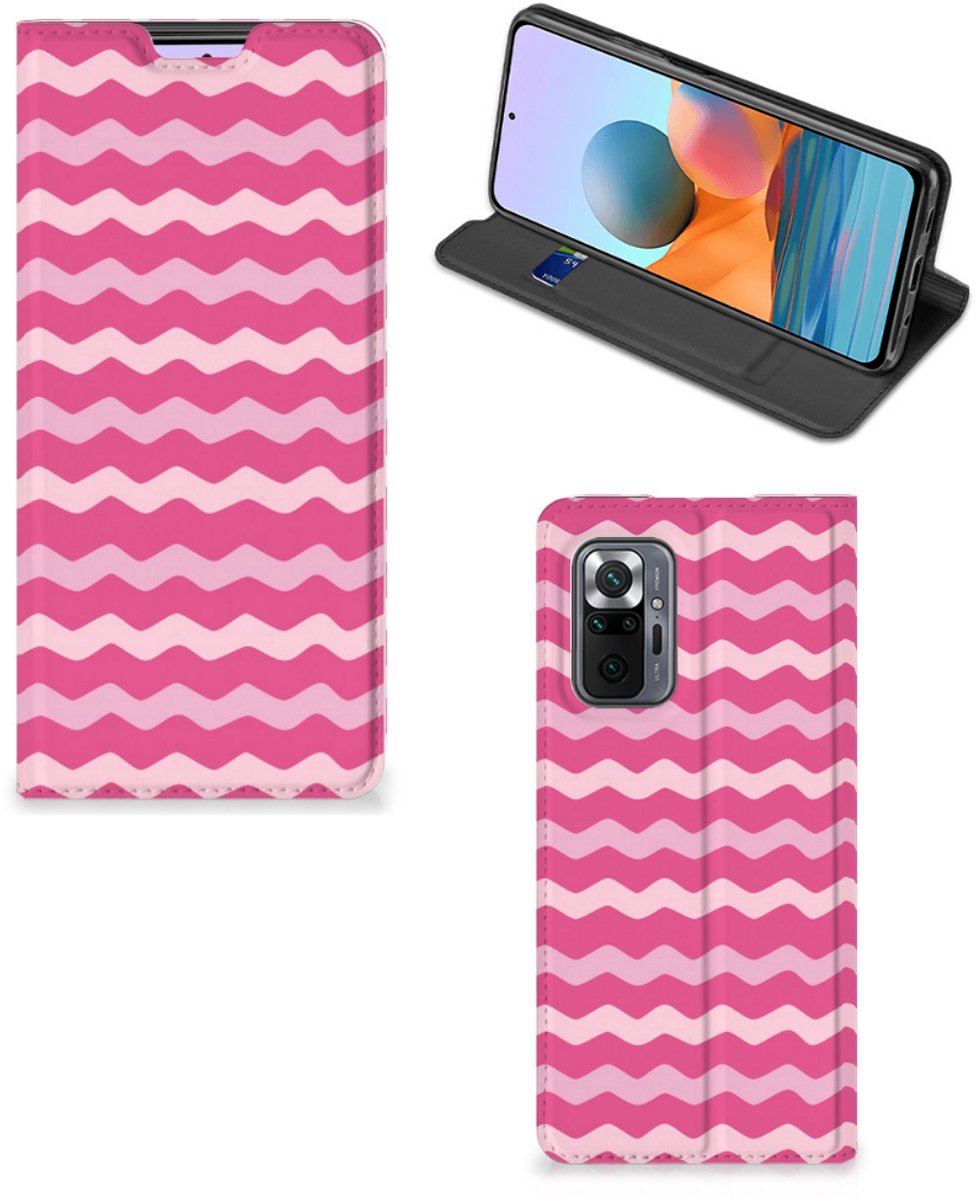 Xiaomi Redmi Note 10 Pro Hoesje met Magneet Waves Pink