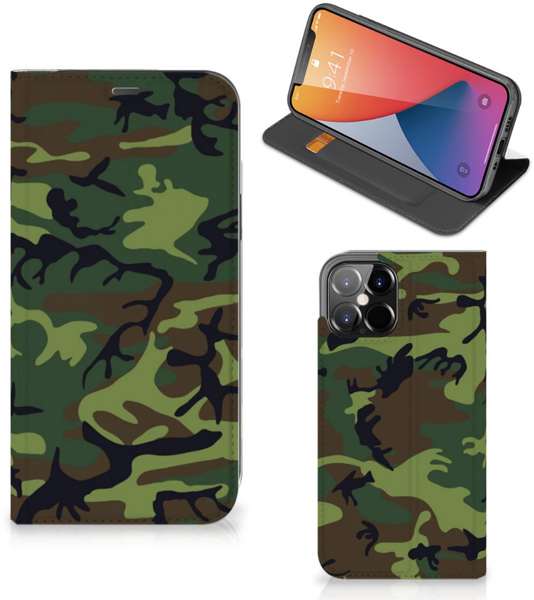 iPhone 12 Pro Max Hoesje met Magneet Army Dark
