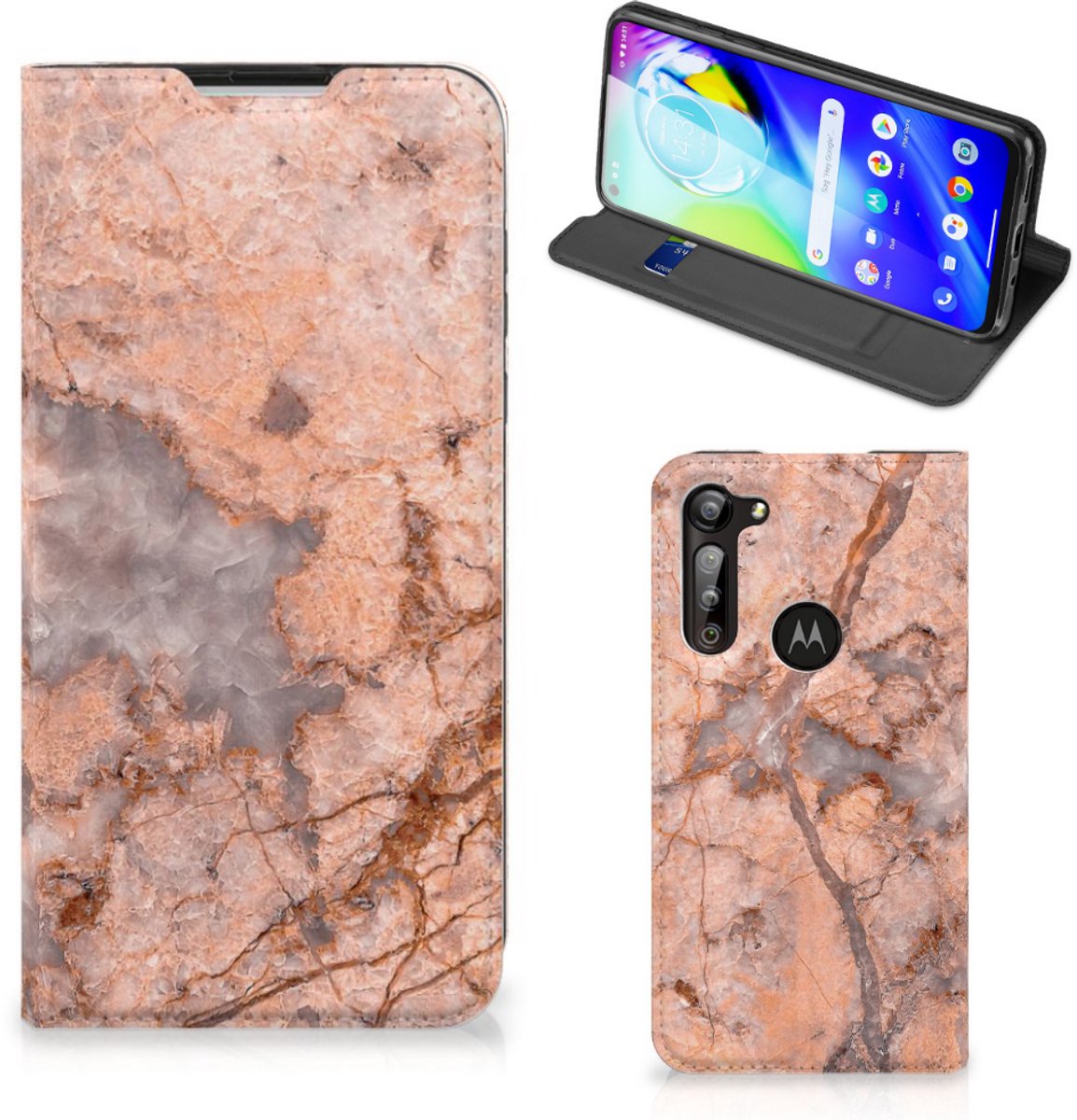 Motorola Moto G8 Power Standcase Marmer Oranje