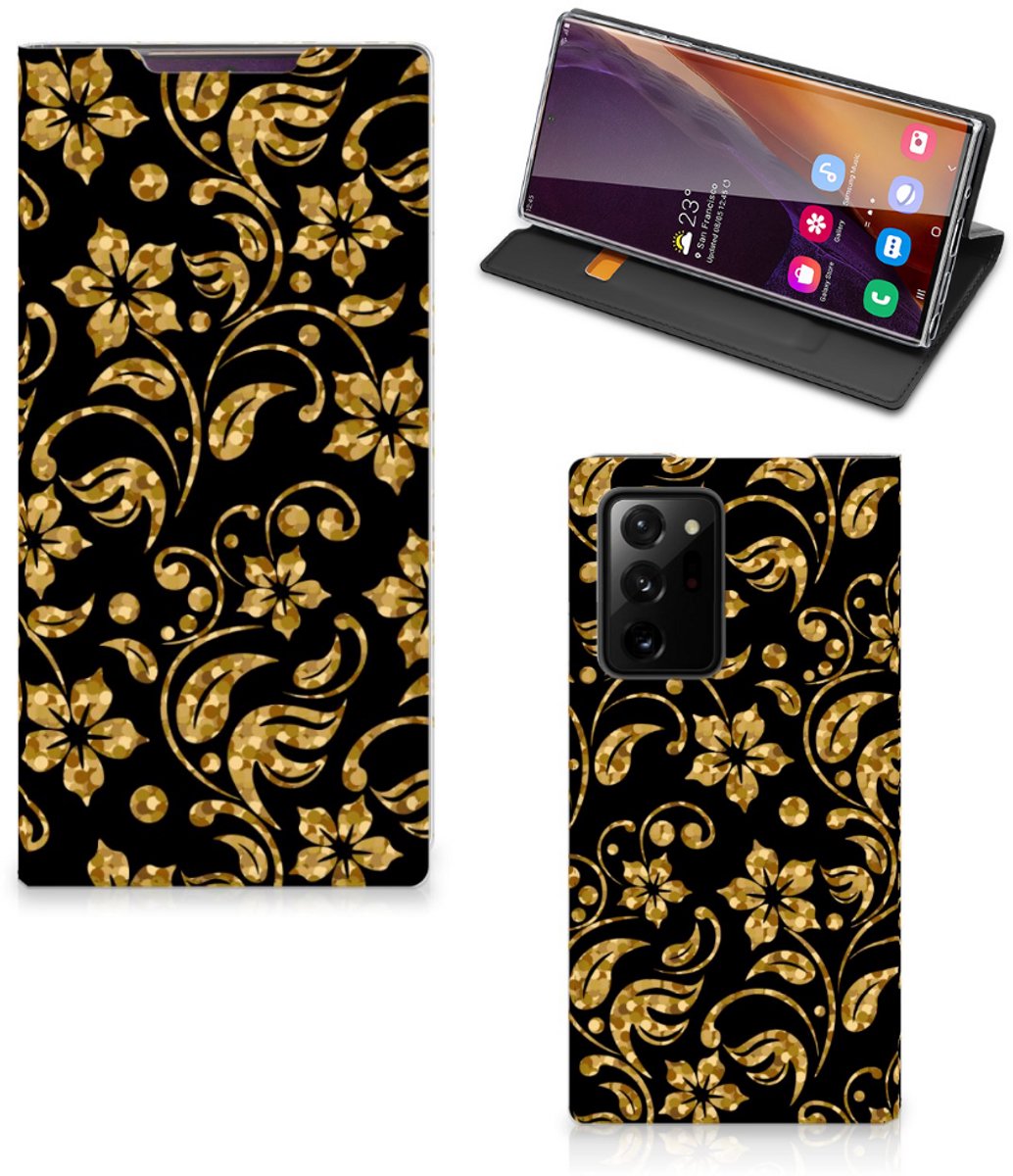 Samsung Galaxy Note 20 Ultra Smart Cover Gouden Bloemen