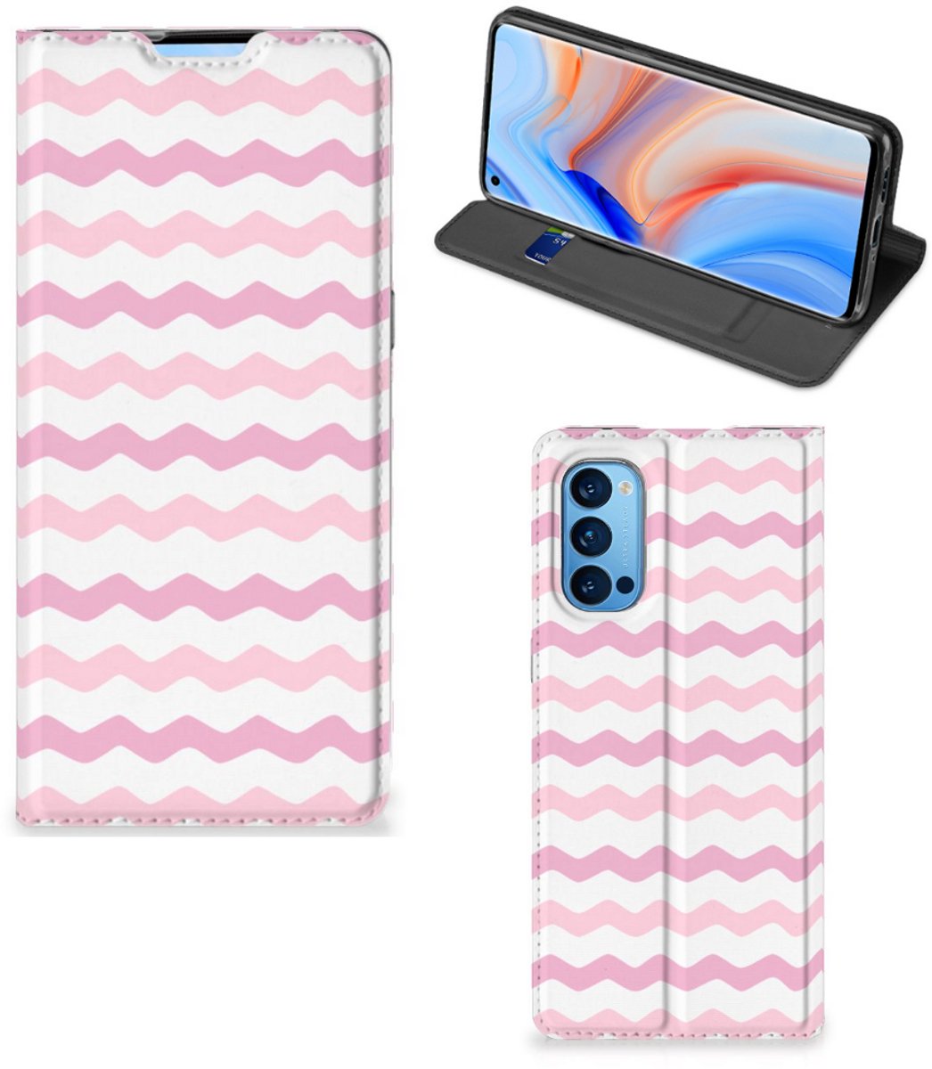 OPPO Reno4 Pro 5G Hoesje met Magneet Waves Roze