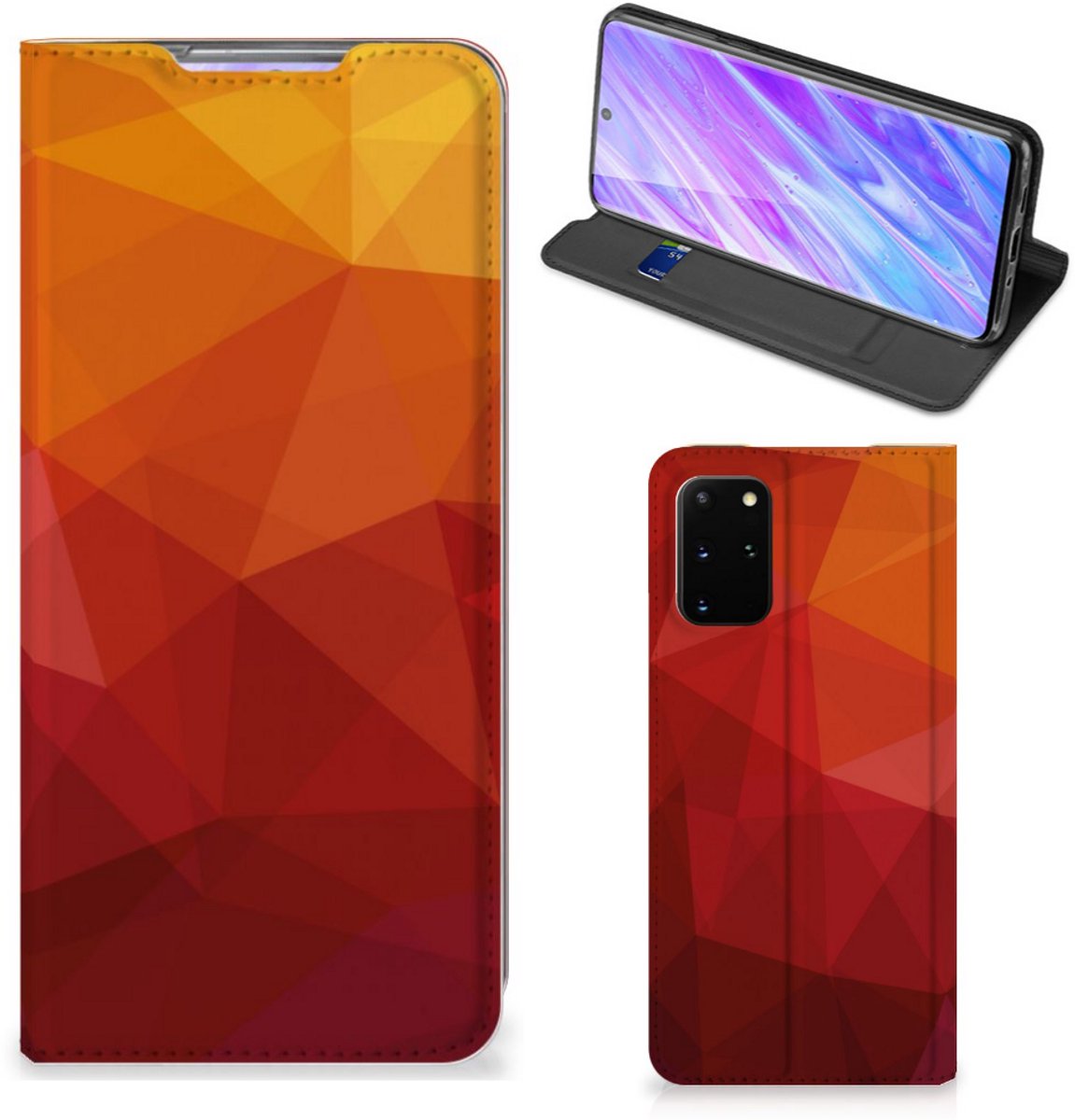 Stand Case voor Samsung Galaxy S20 Plus Polygon Red