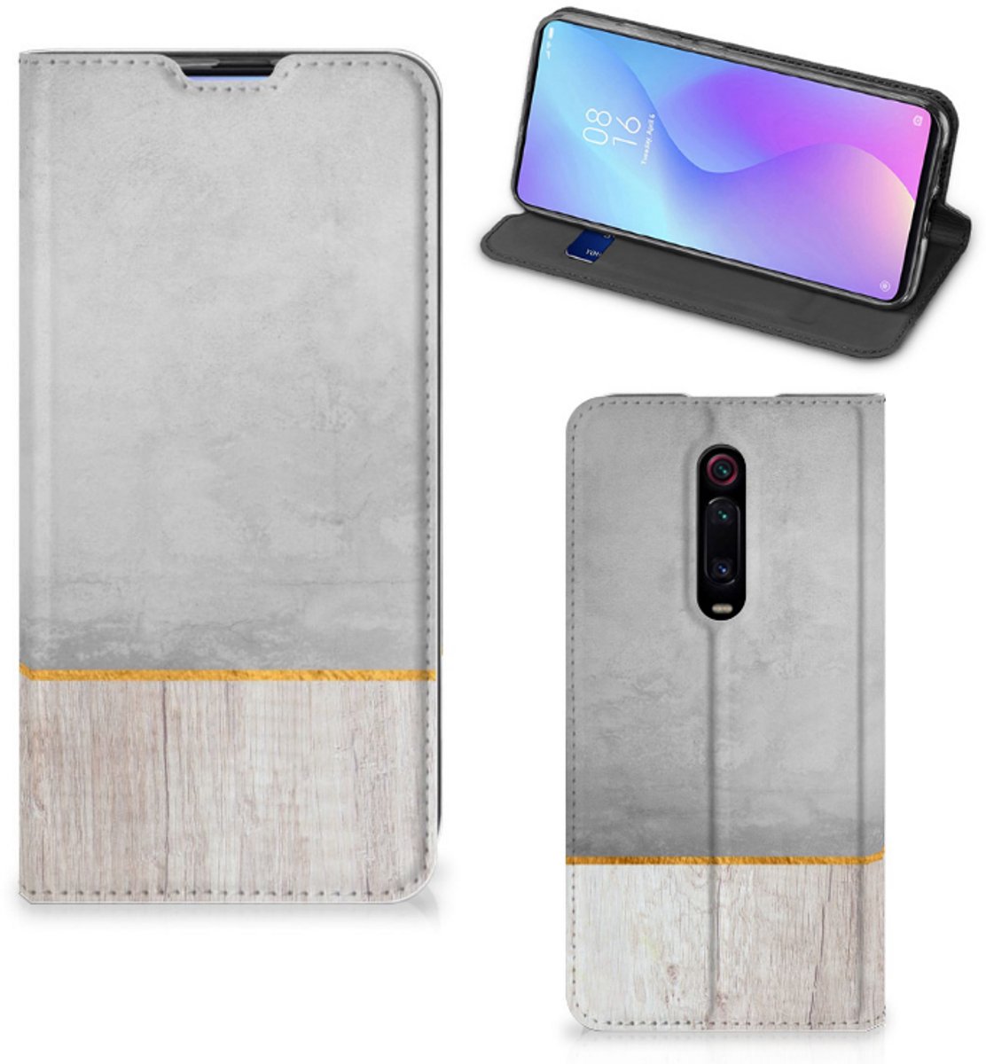 Xiaomi Mi 9T Pro Book Wallet Case Wood Concrete