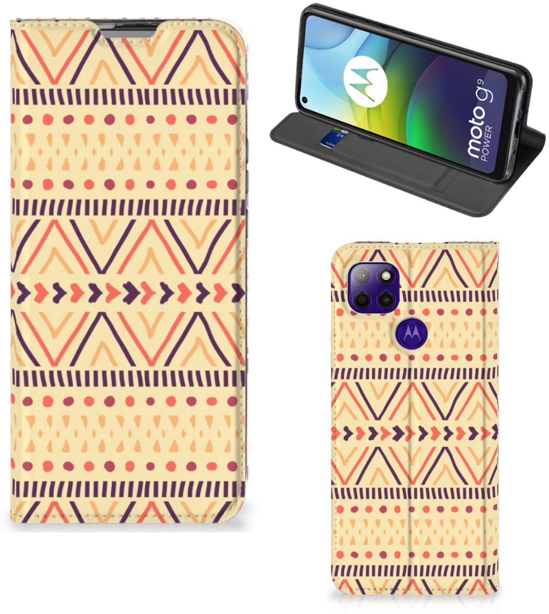 Motorola Moto G9 Power Hoesje met Magneet Aztec Yellow