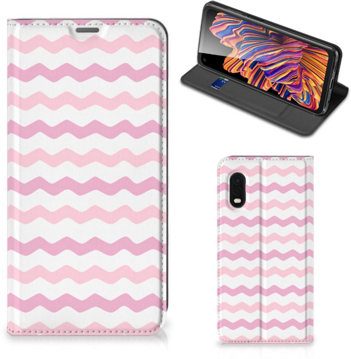 Samsung Xcover Pro Hoesje met Magneet Waves Roze