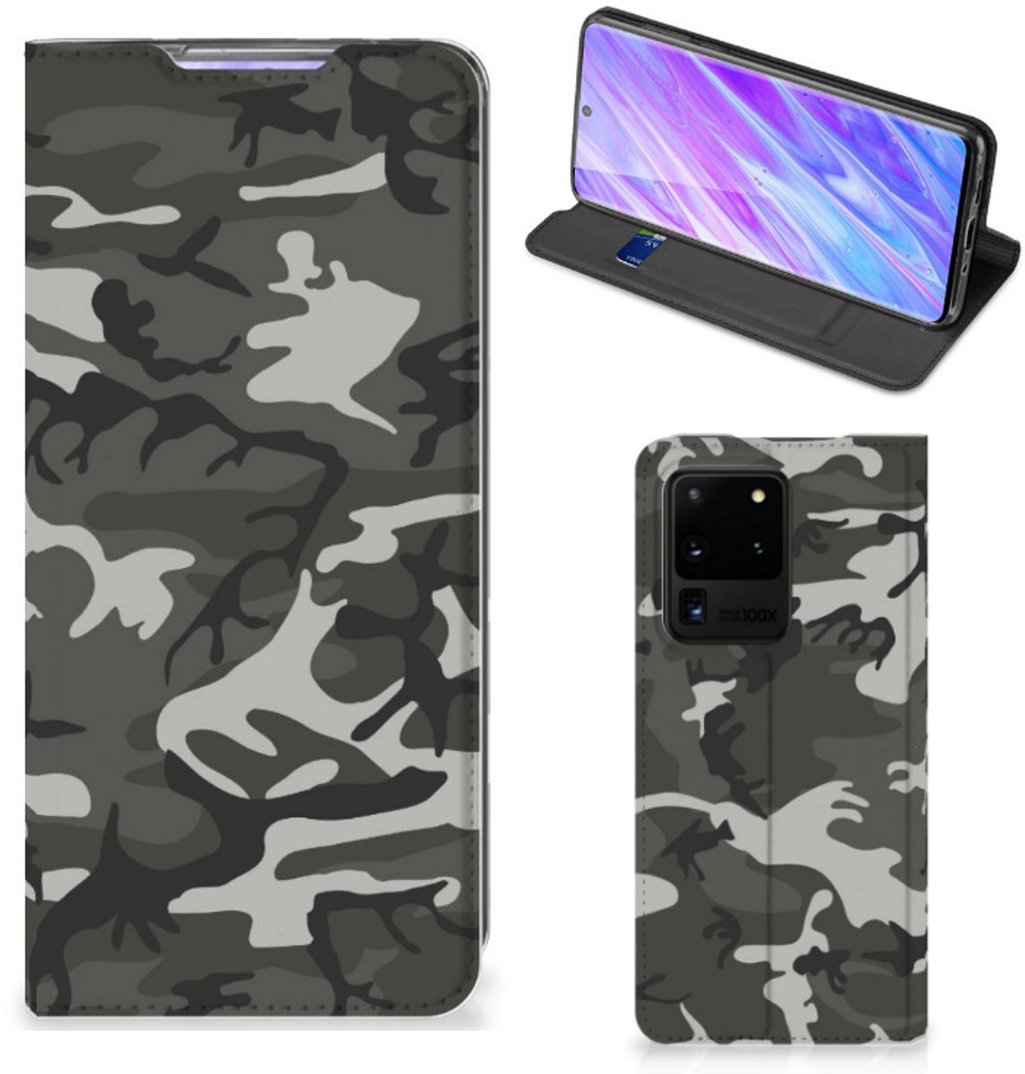 Samsung Galaxy S20 Ultra Hoesje met Magneet Army Light
