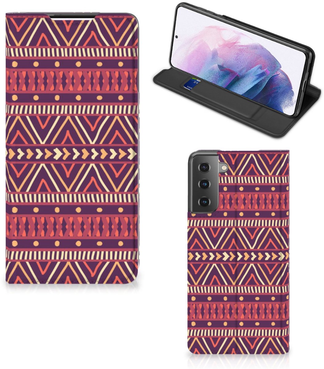 Samsung Galaxy S21 Plus Hoesje met Magneet Aztec Paars