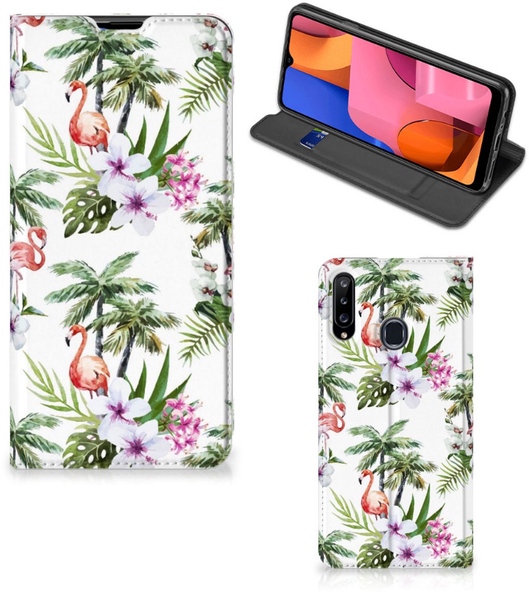 Samsung Galaxy A20s Hoesje maken Flamingo Palms