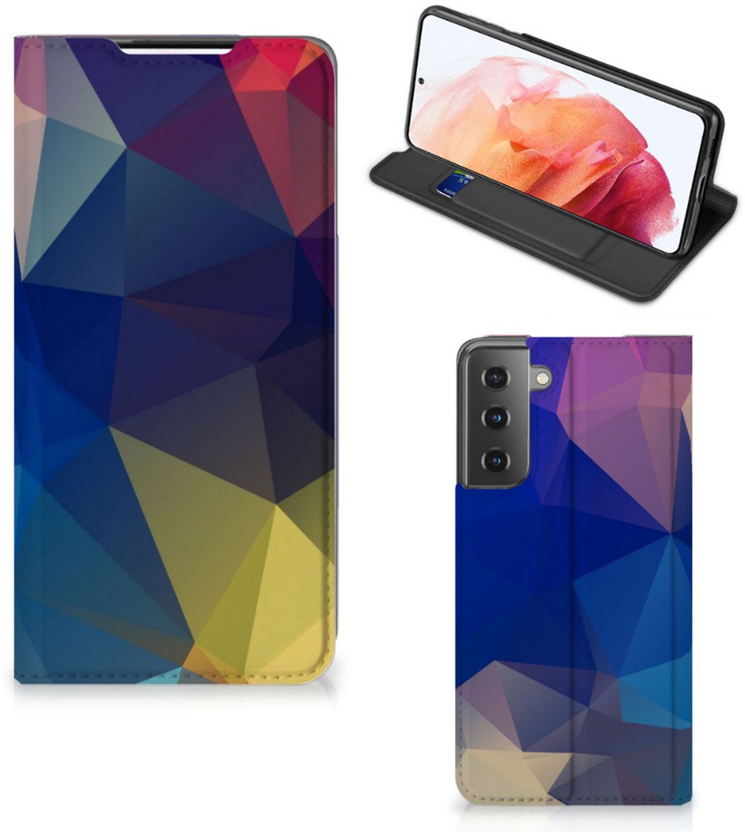 Samsung Galaxy S21 Stand Case Polygon Dark