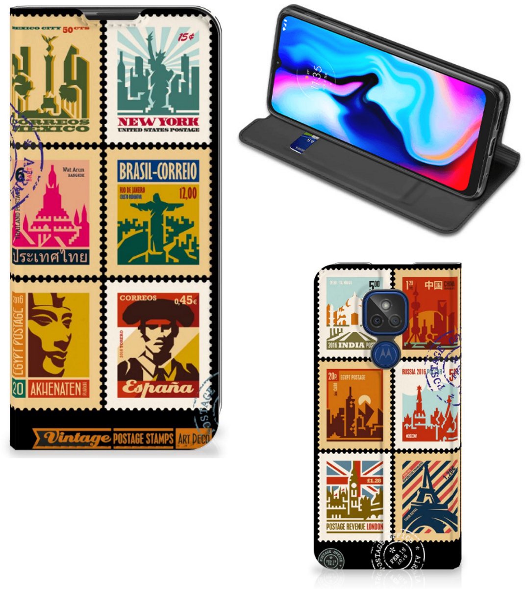 Motorola Moto G9 Play Book Cover Postzegels