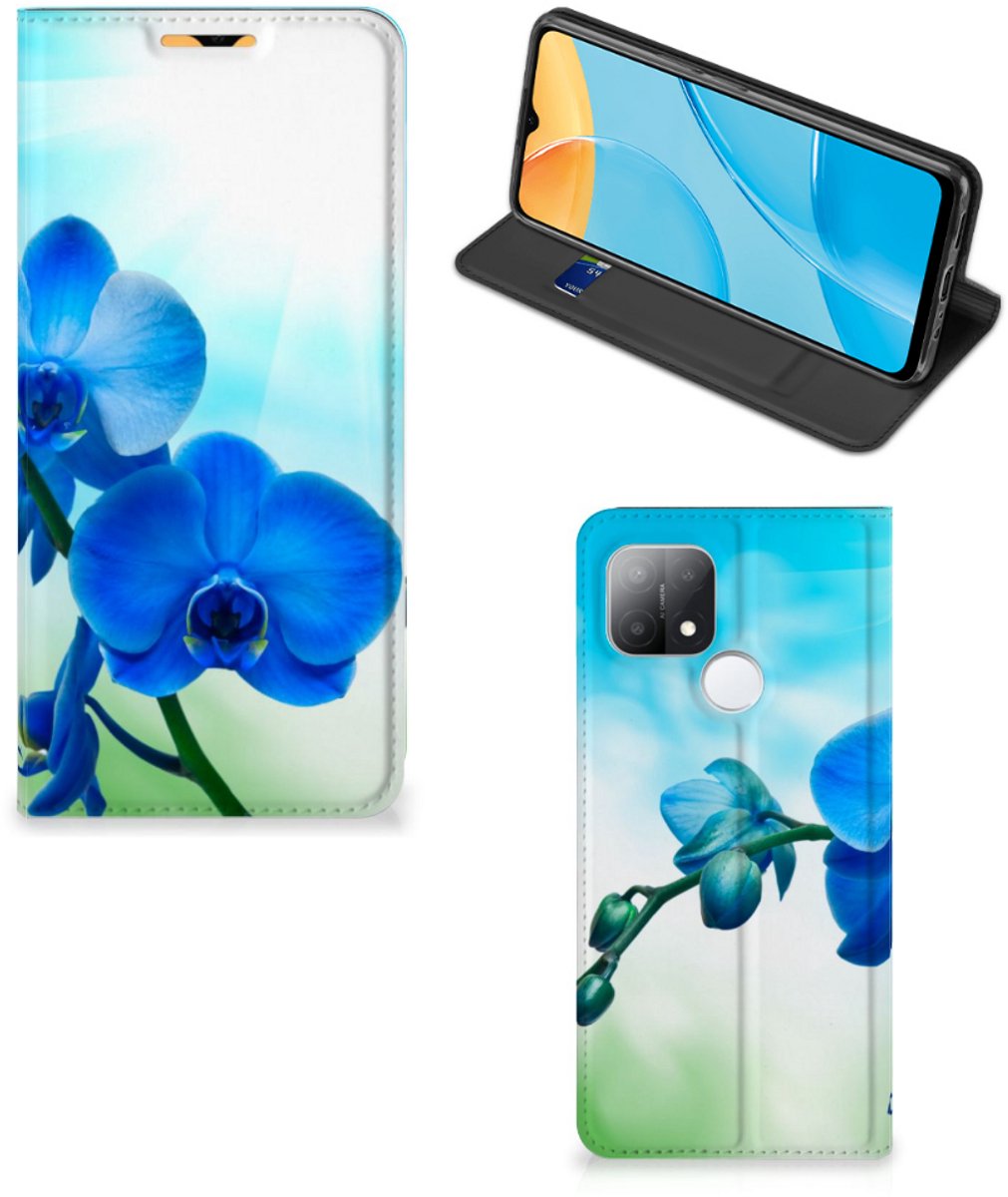 OPPO A15 Smart Cover Orchidee Blauw - Cadeau voor je Moeder