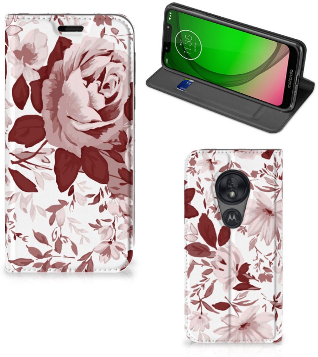 Bookcase Motorola Moto G7 Play Watercolor Flowers