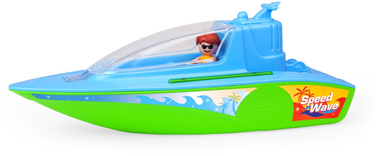 Lena speelgoed sportboot BOAZZ 36 cm met speelfiguur multicolor.