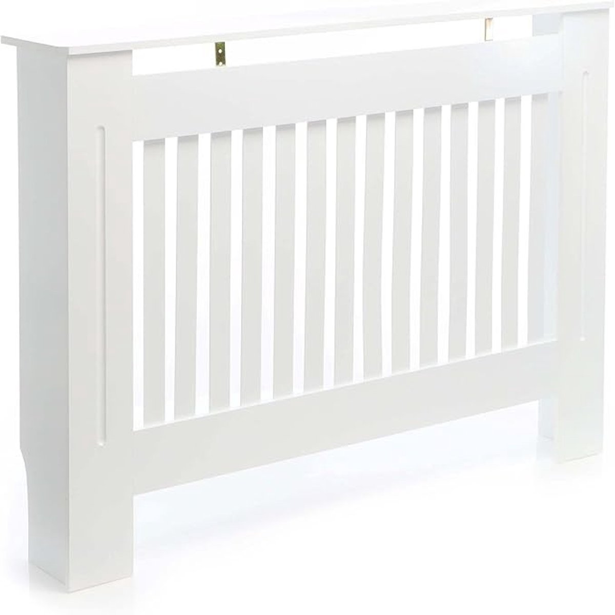Witte radiatorombouw 112 cm met lamelontwerp, MDF