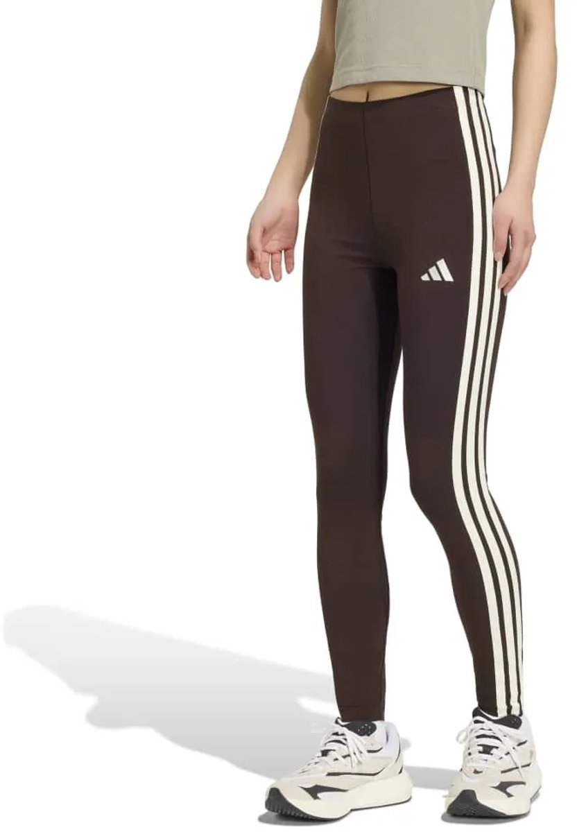 Adidas Essentials 3 Stripes Cotton Leggings M Vrouw Aurora Coffee / Ivory