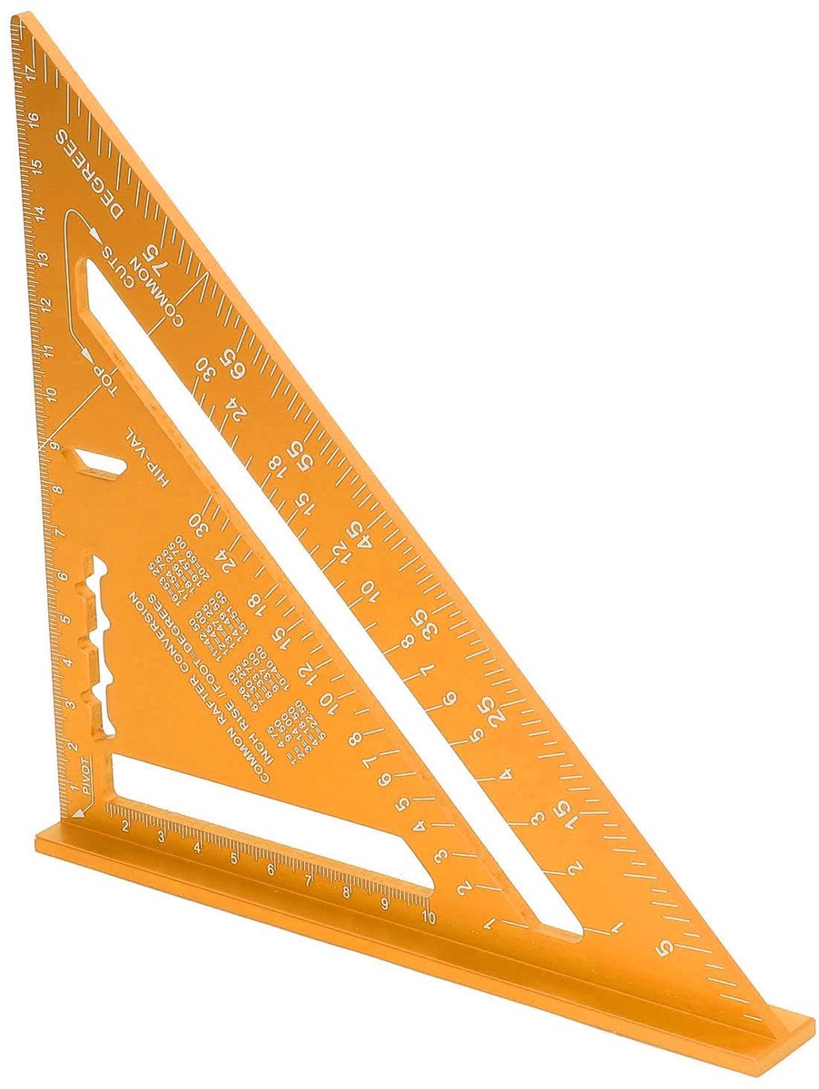 Dailygoods - Dailygoody - Houtbewerking Driehoek - Timmerman Vierkant - Aluminiumlegering - Goud - Hoeken en sneden - Geschikt voor timmerwerkplaats - 18,5 cm en 2.