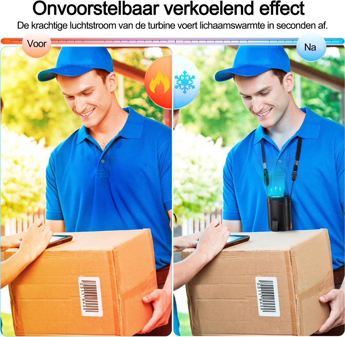 Svintora Handventilator - Draagbare Mini Ventilator 3000 mAh -Oplaadbaar NekVentilator Met koeling - 4 Standen - Zwart — afbeelding 5