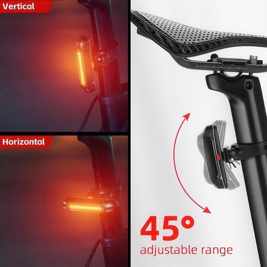 Achterlicht voor op de fiets, USB-C oplaadbaar, fietshelmverlichting, 6 lichtstanden, waterdicht, lange batterijduur, geschikt voor fietsen, mountainbikes, helmen, scooters, rugzakken, 2 achterlichten voor de fiets. — afbeelding 3