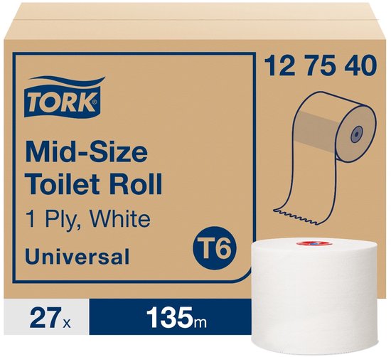 Tork Universal toiletpapier compact 1-lgs wit 135 mtr x 10 cm ds à 27 rol (127540)