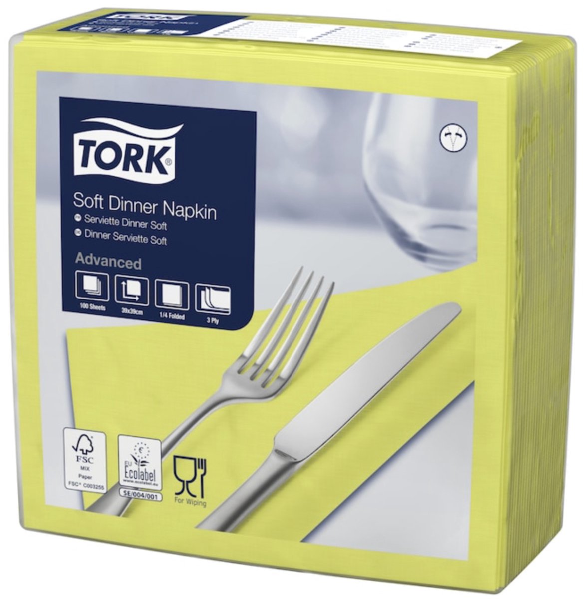 Tork 477910 soft dinnerservet advanced limoen 39x39 cm 3-laags 1200 stuks (477910)