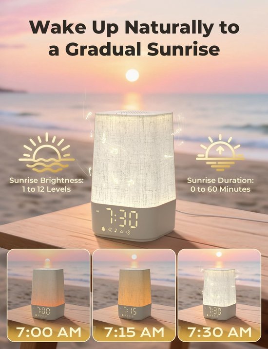 Licht Wekker Wake Up Light- Digitale Wekker met Lamp - Slaaphulp met USB Aansluiting - Wooncomfort — afbeelding 2