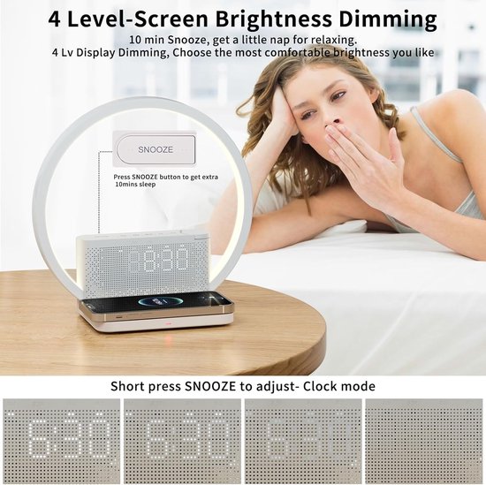 Licht Wekker Wake Up Light- Digitale Wekker met Lamp - Slaaphulp met USB Aansluiting - Sfeermodus — afbeelding 4