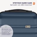 Donkerblauwe hardcase koffer gemaakt van ABS materiaal.