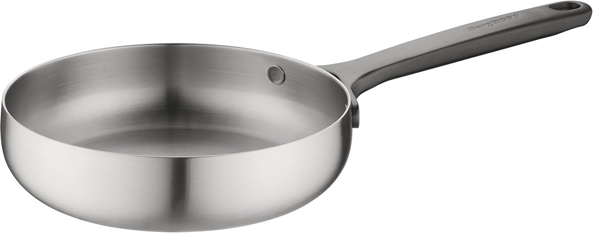 BergHOFF Home Koekenpan Ø 20 cm – RVS Braadpan – PFAS-Vrije Bakpan – Geschikt voor Inductie, Gas, Elektrisch en Keramisch – Ovenbestendige tot 250 °C en Vaatwasserbestendige Pan – Smokey Black