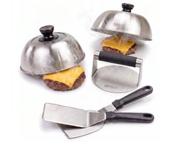 HEAT Smashburger Set 5-delig - Inclusief Smash Burger Pers, Spatel & Accessoires - RVS Hambuger Pers Set - Barbecue & Grill Toolset