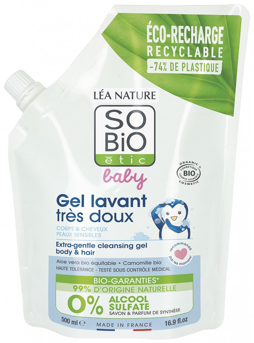 Léa Nature SO BIO étic Baby Zeer Zachte Wasgel Biologisch Eco-Vulling 500 ml