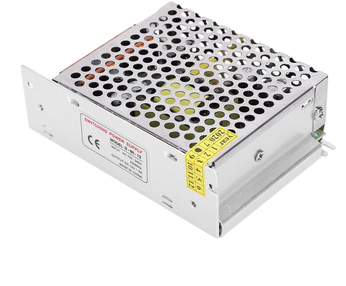 Dailygoods - Dailygoody - DC12V Schakelaar Voeding - Aluminium Voeding - Duurzaam - 60W - Hoog rendement - Ideaal voor LED verlichting - Model S-60-12L12V/5A