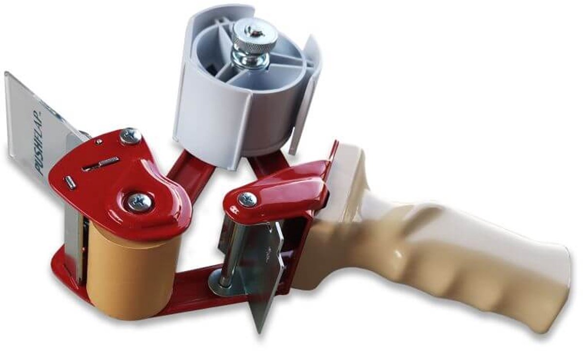 Kortpack - Tapedispenser voor 75mm brede tape - Stevige dispenser - Blauw/geel/grijs - (065.0514)