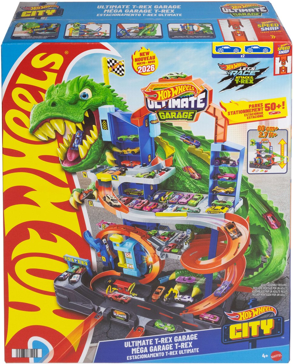 Hot Wheels City Ultieme T-Rex Garage - met 2 speelgoedauto's en opbergruimte voor meer dan 50 auto's — afbeelding 2