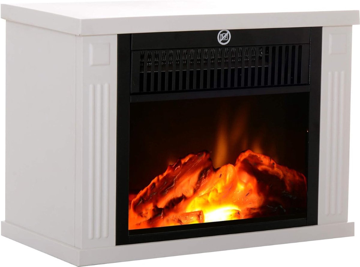 TIM® Sfeerhaard elektrisch - Sfeerhaarden -Sfeerhaard met Schouw - Moderne Stijl - Wit - 17cm x 34cm x 25cm