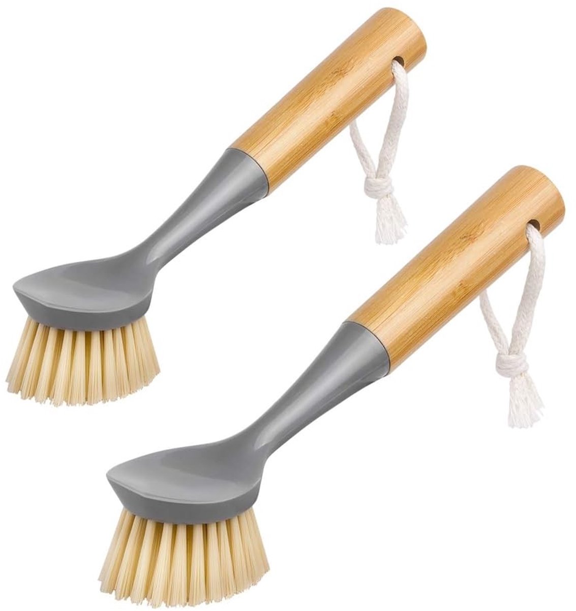 Dailygoods - Dailygoody - Bamboe Reinigingsborstel - Afwasborstel - Krasvrij en geurloos - Grijs - Schrobborstel - Ideaal voor pannen en potten - Geschikt voor keu