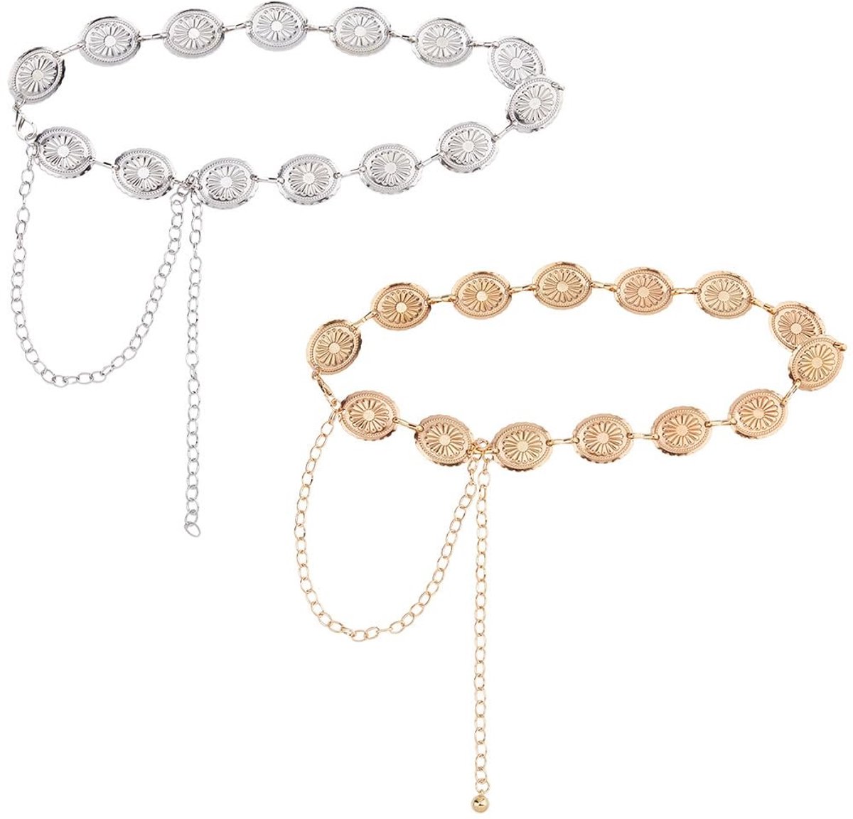 Dailygoods - Set van 2 Verstelbare Boho-Taillekettingen met Bloemendesign